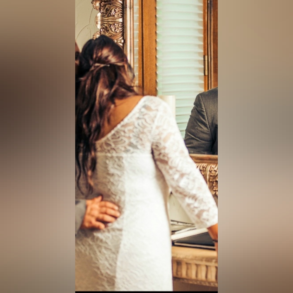 White dress, below knee, XL
